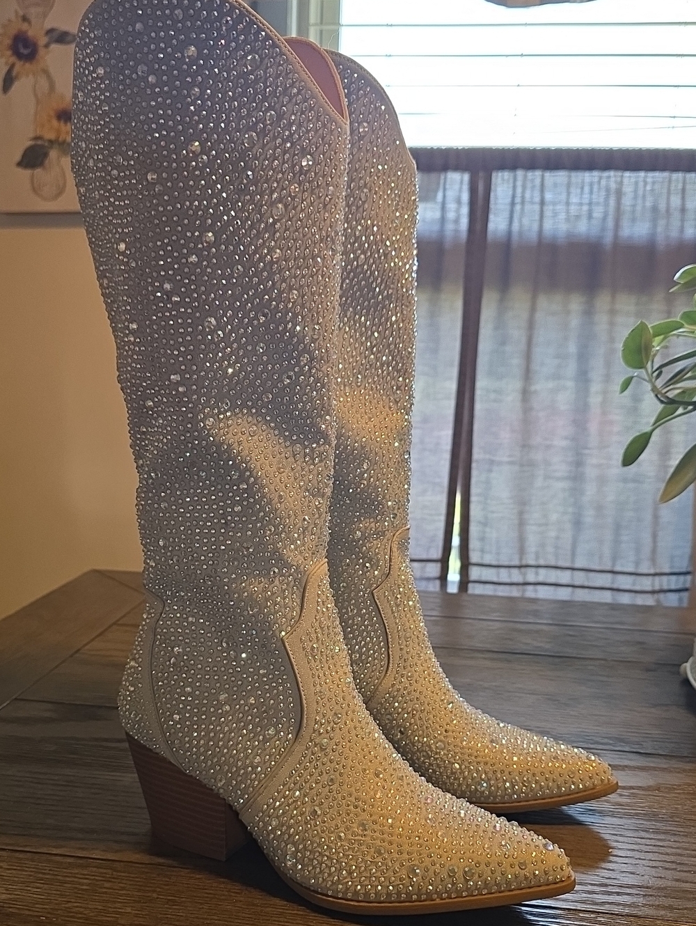 Arromic Rhinestone Embellished Women’s Knee-High Western Boots
